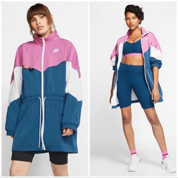 Nike Jackets & Blazers - NWT Nike Icon Clash Track Jacket Women’s Medium Windbreaker Long Pink White Blue